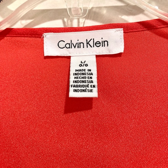 Calvin Klein Size L Coral Roll Tab Blouse - Picture 3 of 10